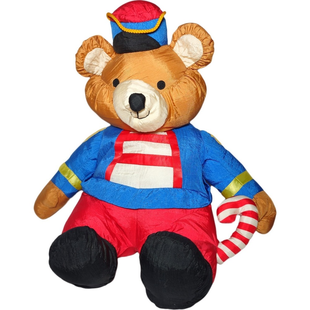 International Silver Company 18" Plush Nylon Bear Stuffed Toy Holiday Candy Cane